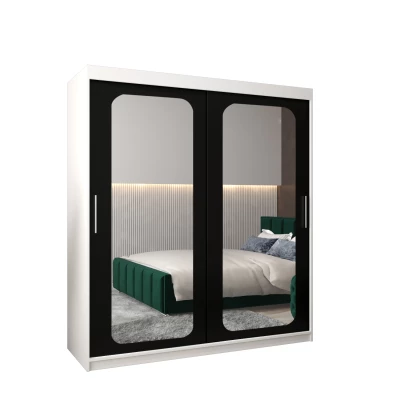 Zrcadlová skříň DONICELA 2 - 180 cm, bílá / černá