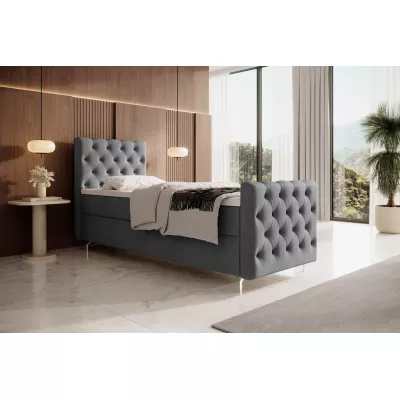 Čalouněná postel 90x200 ADRIA PLUS s úložným prostorem - pravá, šedá