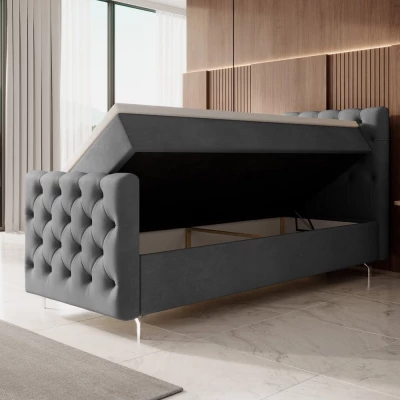 Čalouněná postel 80x200 ADRIA COMFORT PLUS s úložným prostorem - pravá, šedá