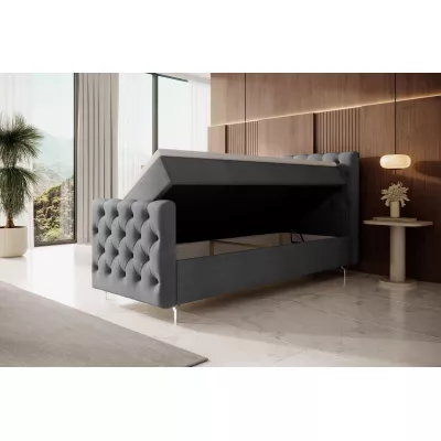 Čalouněná postel 80x200 ADRIA COMFORT PLUS s úložným prostorem - pravá, šedá