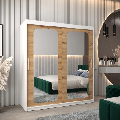 Zrcadlová skříň DONICELA 2 - 180 cm, bílá / artisan