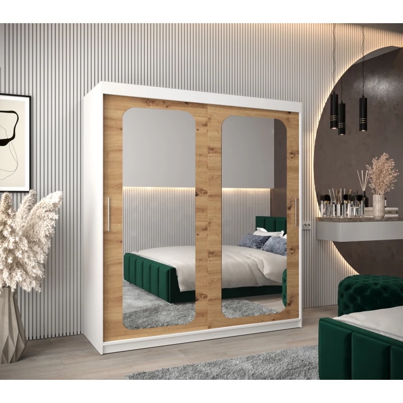 Zrcadlová skříň DONICELA 2 - 180 cm, bílá / artisan