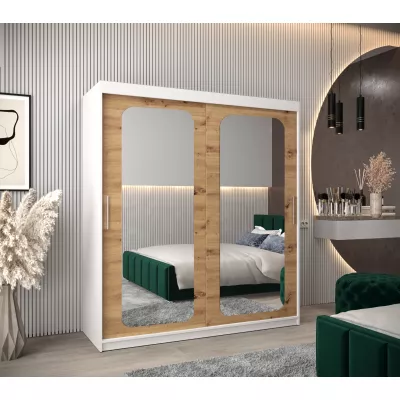 Zrcadlová skříň DONICELA 2 - 180 cm, bílá / artisan