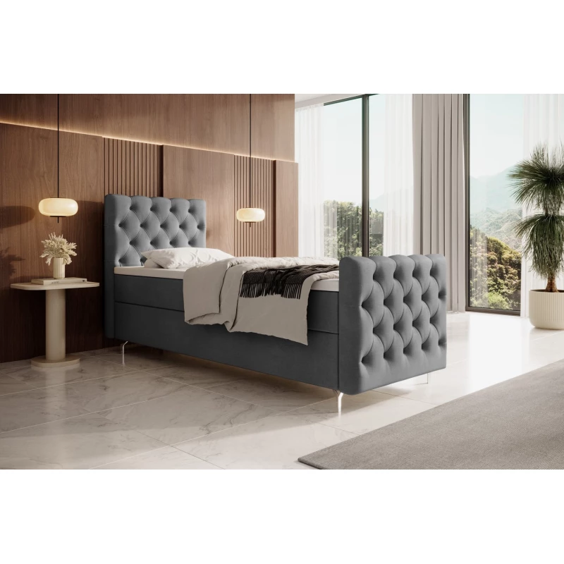 Čalouněná postel 90x200 ADRIA COMFORT PLUS s úložným prostorem - levá, šedá