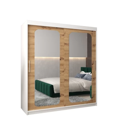 Zrcadlová skříň DONICELA 2 - 180 cm, bílá / artisan