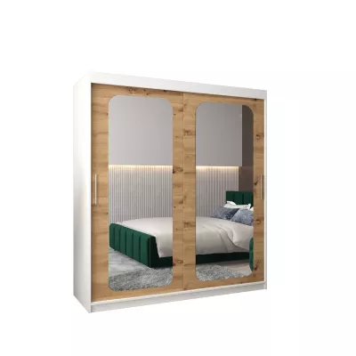 Zrcadlová skříň DONICELA 2 - 180 cm, bílá / artisan