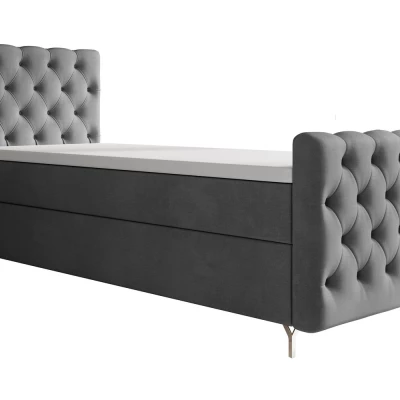 Čalouněná postel 90x200 ADRIA COMFORT PLUS s úložným prostorem - pravá, šedá