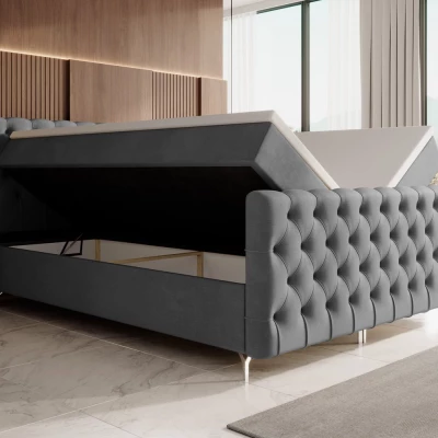 Čalouněná postel 200x200 ADRIA PLUS s úložným prostorem - šedá