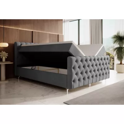 Čalouněná postel 200x200 ADRIA PLUS s úložným prostorem - šedá