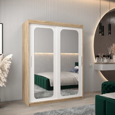 Zrcadlová skříň DONICELA 2 - 150 cm, sonoma / bílá