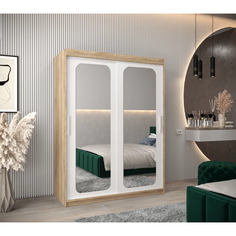 Zrcadlová skříň DONICELA 2 - 150 cm, sonoma / bílá