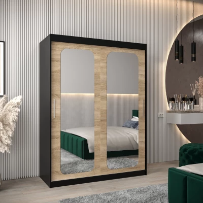 Zrcadlová skříň DONICELA 2 - 150 cm, černá / sonoma