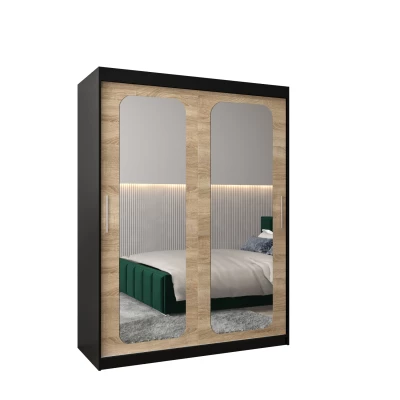 Zrcadlová skříň DONICELA 2 - 150 cm, černá / sonoma