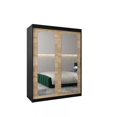 Zrcadlová skříň DONICELA 2 - 150 cm, černá / sonoma