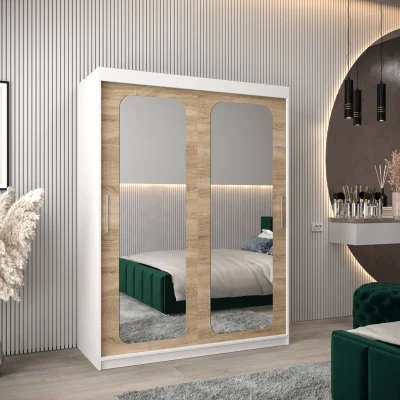 Zrcadlová skříň DONICELA 2 - 150 cm, bílá / sonoma