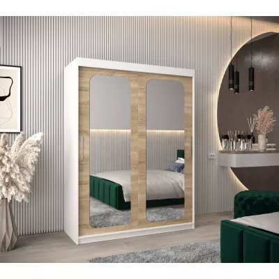 Zrcadlová skříň DONICELA 2 - 150 cm, bílá / sonoma