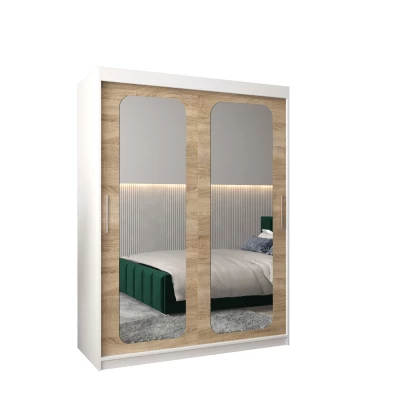 Zrcadlová skříň DONICELA 2 - 150 cm, bílá / sonoma