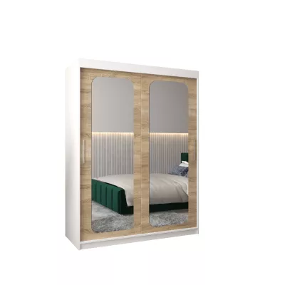 Zrcadlová skříň DONICELA 2 - 150 cm, bílá / sonoma