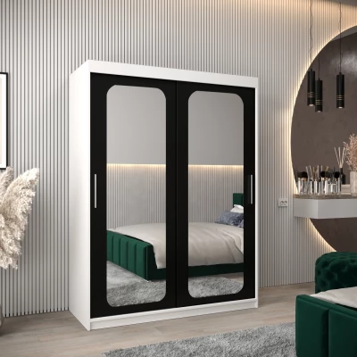 Zrcadlová skříň DONICELA 2 - 150 cm, bílá / černá