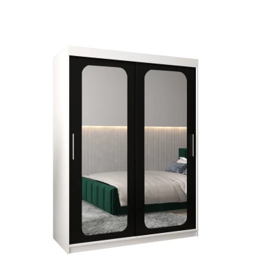 Zrcadlová skříň DONICELA 2 - 150 cm, bílá / černá