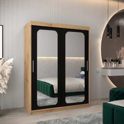 Zrcadlová skříň DONICELA 2 - 150 cm, artisan / černá