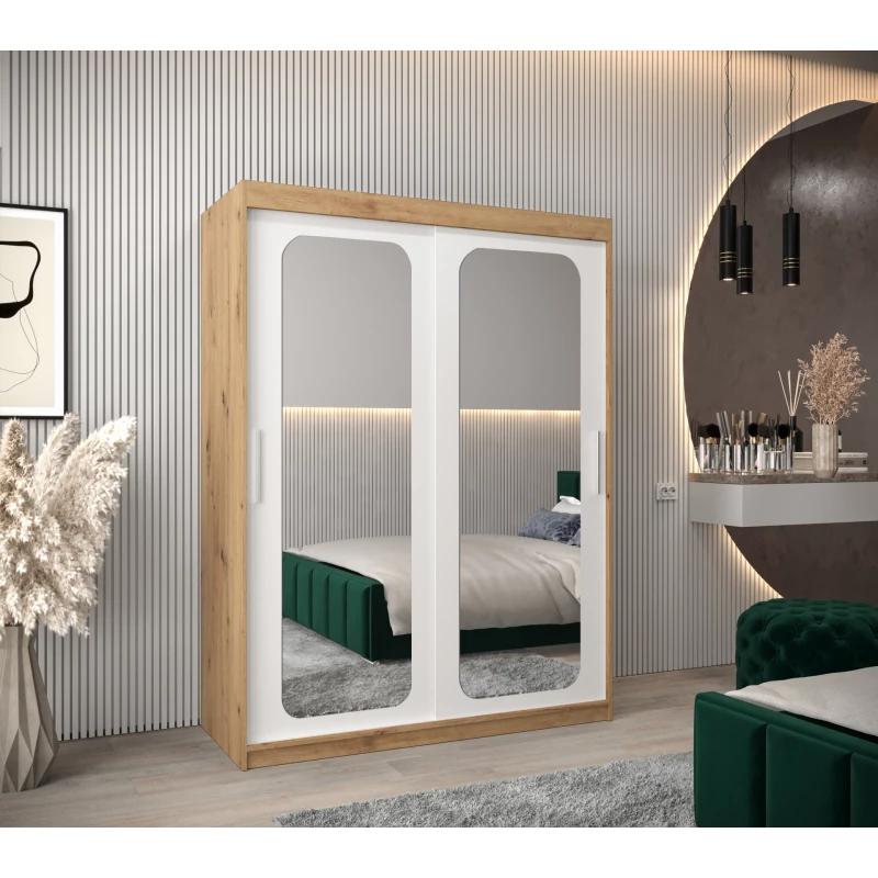 Zrcadlová skříň DONICELA 2 - 150 cm, artisan / bílá