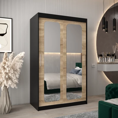 Zrcadlová skříň DONICELA 2 - 120 cm, černá / sonoma
