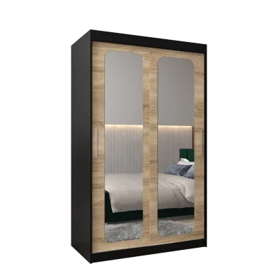 Zrcadlová skříň DONICELA 2 - 120 cm, černá / sonoma