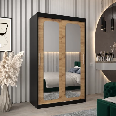 Zrcadlová skříň DONICELA 2 - 120 cm, černá / artisan