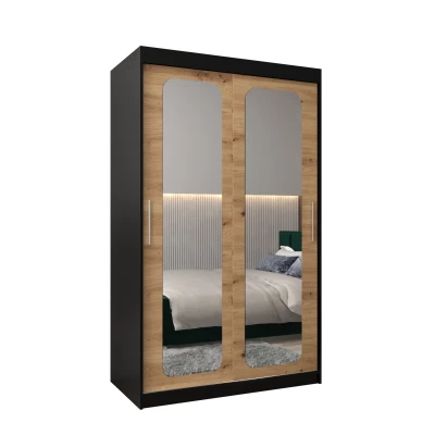Zrcadlová skříň DONICELA 2 - 120 cm, černá / artisan