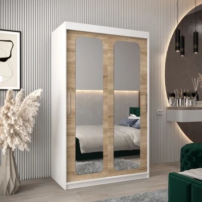 Zrcadlová skříň DONICELA 2 - 120 cm, bílá / sonoma