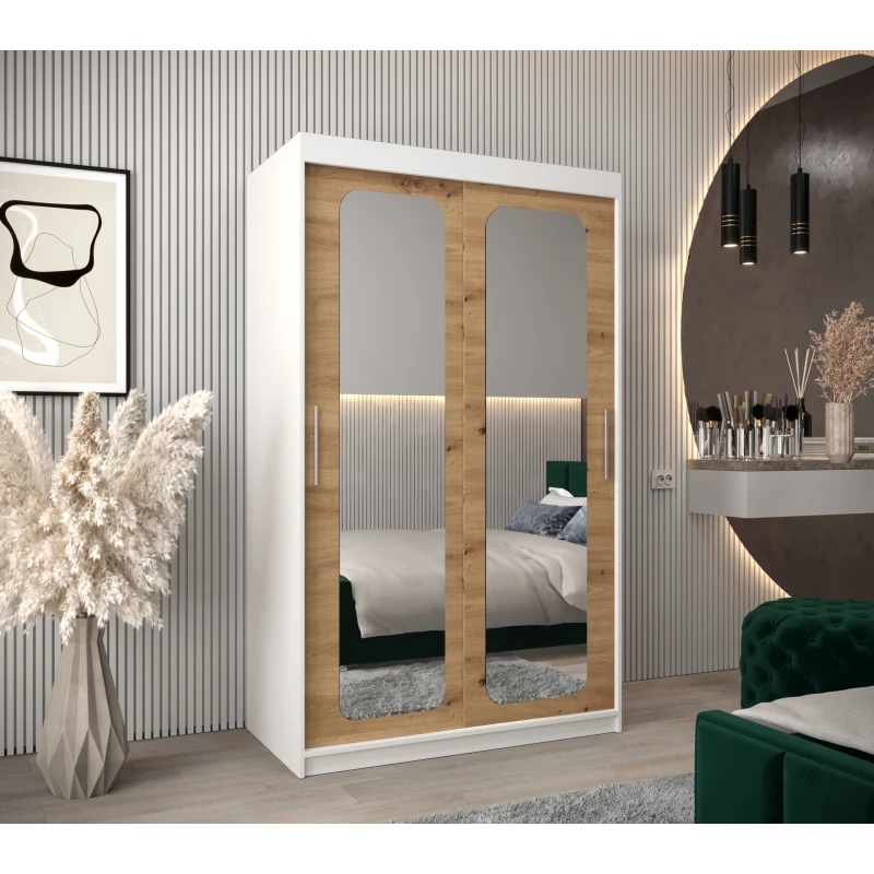 Zrcadlová skříň DONICELA 2 - 120 cm, bílá / artisan