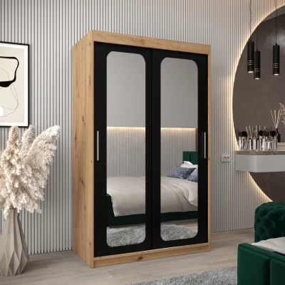 Zrcadlová skříň DONICELA 2 - 120 cm, artisan / černá