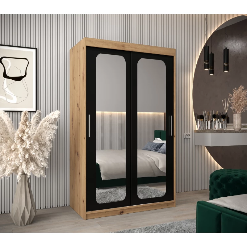 Zrcadlová skříň DONICELA 2 - 120 cm, artisan / černá