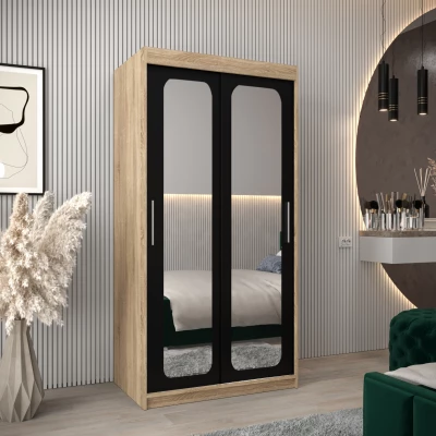 Zrcadlová skříň DONICELA 2 - 100 cm, sonoma / černá