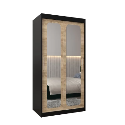 Zrcadlová skříň DONICELA 2 - 100 cm, černá / sonoma