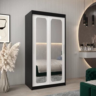 Zrcadlová skříň DONICELA 2 - 100 cm, černá / bílá