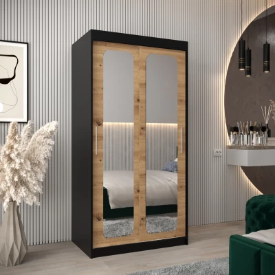 Zrcadlová skříň DONICELA 2 - 100 cm, černá / artisan