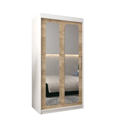 Zrcadlová skříň DONICELA 2 - 100 cm, bílá / sonoma