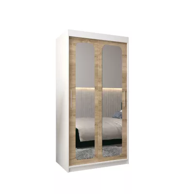 Zrcadlová skříň DONICELA 2 - 100 cm, bílá / sonoma