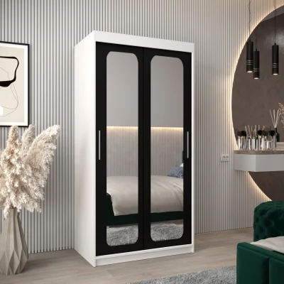 Zrcadlová skříň DONICELA 2 - 100 cm, bílá / černá