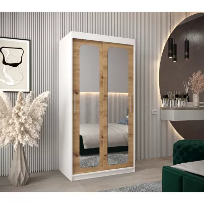 Zrcadlová skříň DONICELA 2 - 100 cm, bílá / artisan