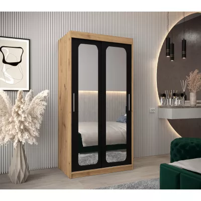 Zrcadlová skříň DONICELA 2 - 100 cm, artisan / černá