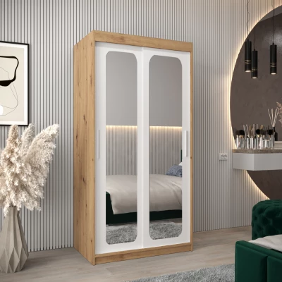 Zrcadlová skříň DONICELA 2 - 100 cm, artisan / bílá