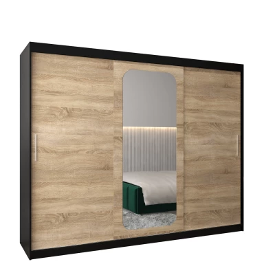 Zrcadlová skříň DONICELA 1 - 250 cm, černá / sonoma