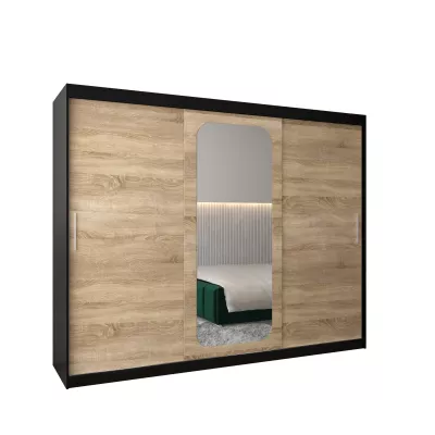 Zrcadlová skříň DONICELA 1 - 250 cm, černá / sonoma
