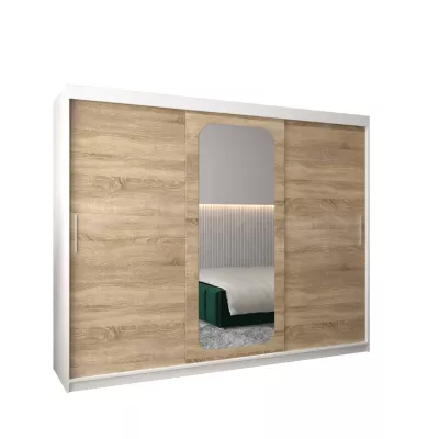Zrcadlová skříň DONICELA 1 - 250 cm, bílá / sonoma