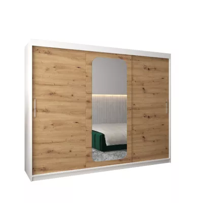 Zrcadlová skříň DONICELA 1 - 250 cm, bílá / artisan