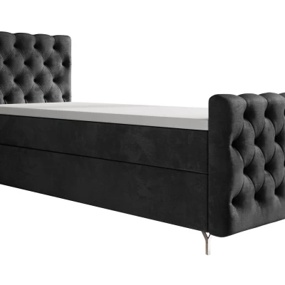 Čalouněná postel 90x200 ADRIA COMFORT PLUS s úložným prostorem - pravá, světle grafitová