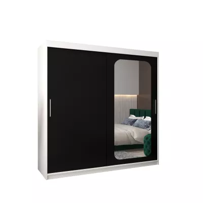 Zrcadlová skříň DONICELA 1 - 200 cm, bílá / černá